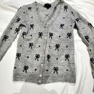 J.Crew Bow Print Cardigan | Size Small | Alpaca & Merino Wool
